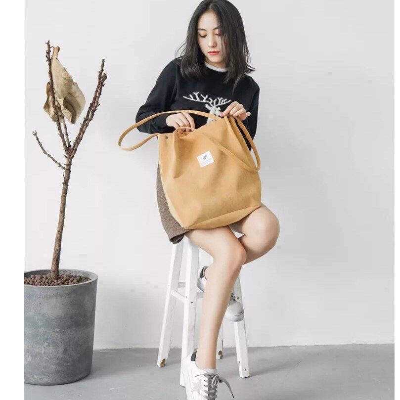 Túi Tote Vải Nhung Đeo Vai Hàn Quốc