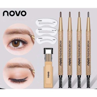 Bộ chì kẻ mày novo - 3 khuôn vẽ chân mày và 3 ruột chì thay thế