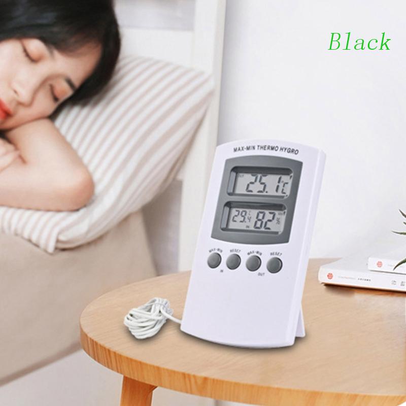 Nhiệt Kế Đo Độ Ẩm Ngoài Trời / Trong Nhà Màu Đen Sử Dụng Pin Cho Phòng Ngủ Của Bé