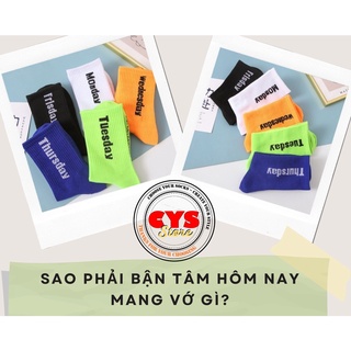 Tất unisex thứ ngày, vớ unisex thứ ngày chất liệu co giãn, vớ nam thứ ngày, vớ nữ thứ ngày, set 5 đôi vớ unisex thứ ngày