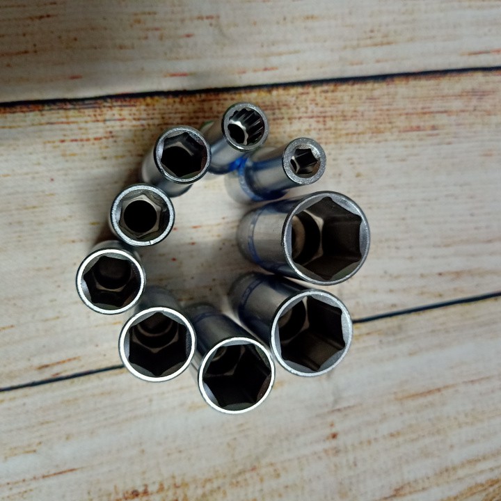 Combo bộ đầu tuýt vặn khẩu - 9 đầu chân 1/2 8 -24mm dài 80mm