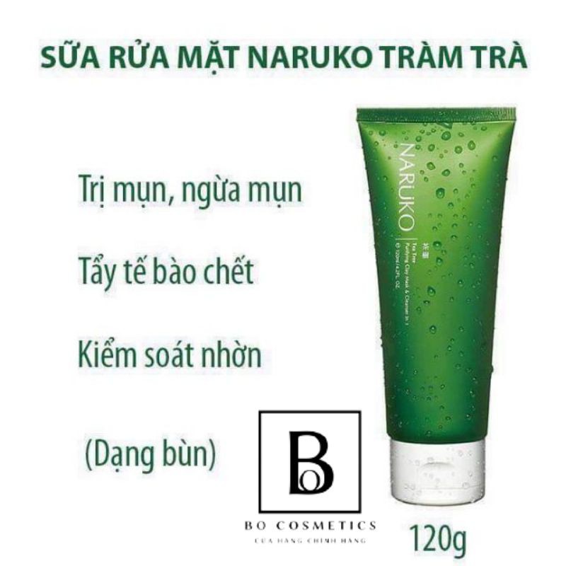 Sữa Rửa Mặt Bùn NARUKO Trà Tràm Đất Sét Tea Tree Purifying Clay Mask and Cleanser in 1 120 gram [Chính hãng]