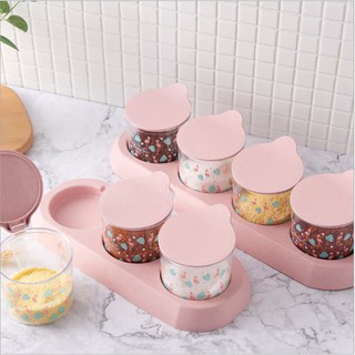 Hộp đựng gia vị nhà bếp thông minh, set 4 lọ, hũ gia vị cao cấp tặng kèm muỗng tiện ích - giao màu ngẫu nhiên