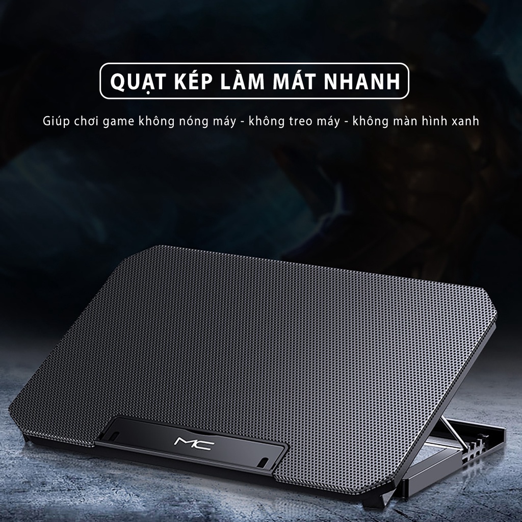 Đế tản nhiệt laptop máy tính bảng mcbook SIDOTECH Q100 làm mát nhanh đèn led gaming quạt chống ồn 4 mức chỉnh độ cao