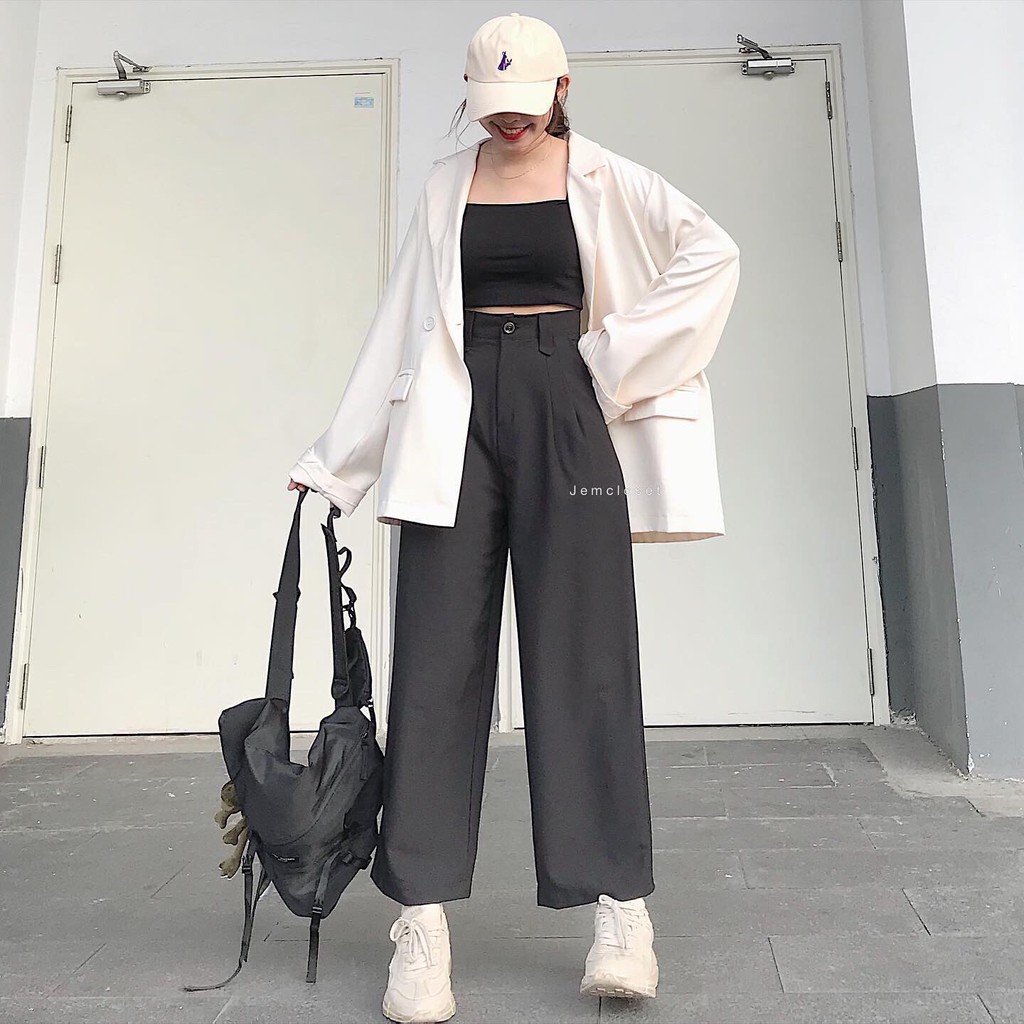 Quần Vải Ống Suông JEM CLOSET Thiết Kế Basic Quần Dài Nữ Ống Rộng CLASSIC Chất Tây Mịn Mát Lên Form Dáng Siêu Xinh 2434