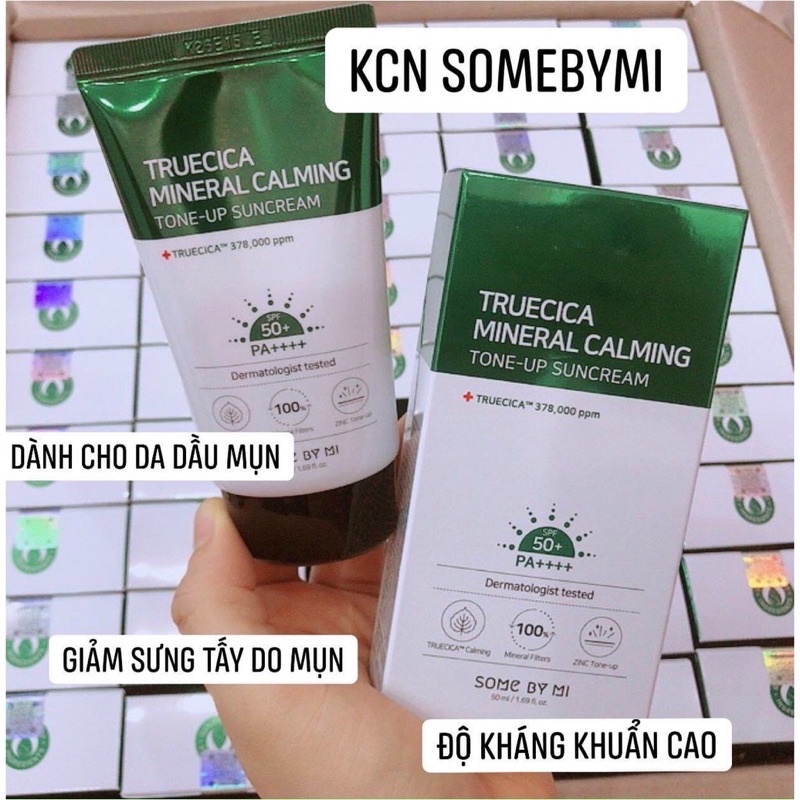 [Mẫu mới ] Kem chống nắng Some By Mi Truecica Mineral 100 Calming Tone up Suncream cho da mụn kem chong nang han quoc