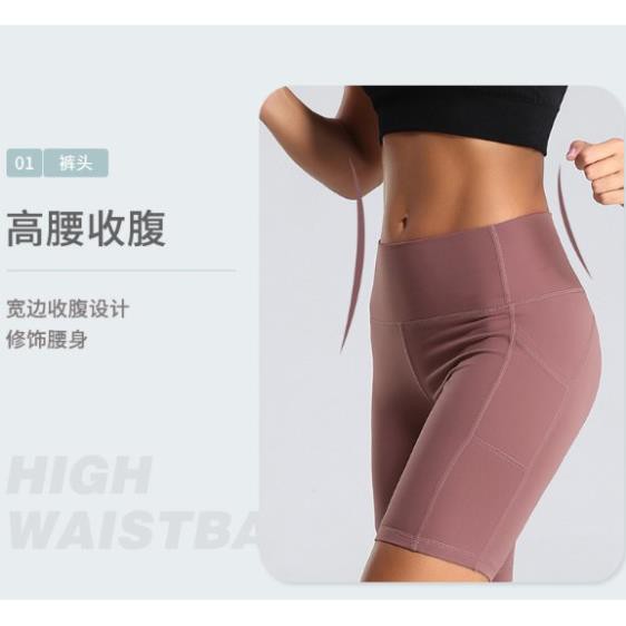 FENNIN Quần Short legging Lửng Nữ Thể Thao Eo Cao Đàn Hồi Mau Khô Tập Gym Yoga Nâng Mông (S-XXXL) ་