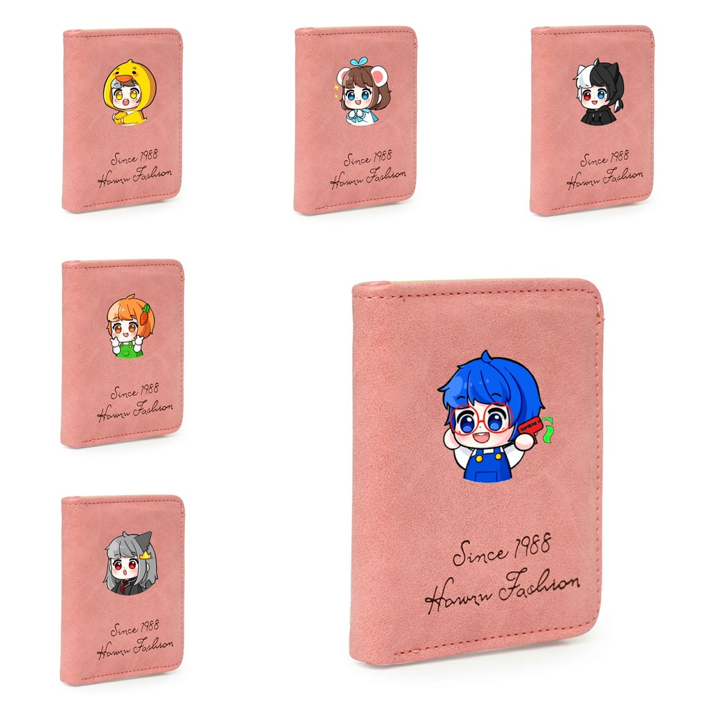 Ví ngắn hồng cầm tay in hình Hero Team ver Mắt Tròn Xoe anime chibi đựng vật dụng nhỏ xinh xắn tiện lợi
