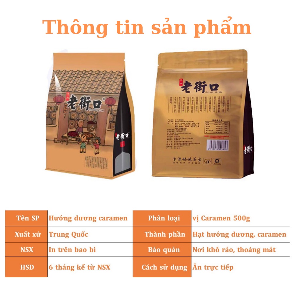 HẠT HƯỚNG DƯƠNG TẨM VỊ GÓI 500gram - HƯỚNG DƯƠNG MẬT ONG CARAMEN THƠM NGON - BÙI BÉO NGẬY