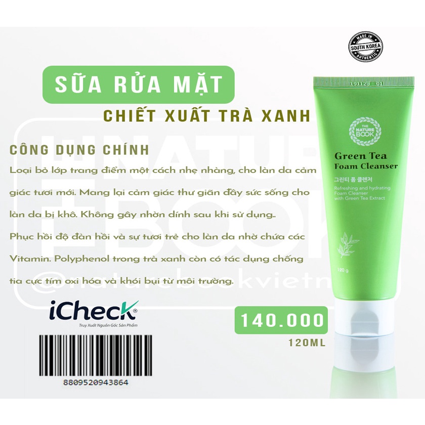 Sữa rửa mặt trà xanh The Nature Book The Nature Book Green Tea Foam Cleanser