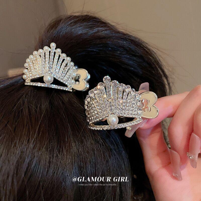 Kẹp Tóc Hình Vương Miện🌸FREESHIP🌸Kẹp Tóc Kim Loại Cố Định Đuôi Ngựa Đính Ngọc Cho Bạn Gái Thời Trang
