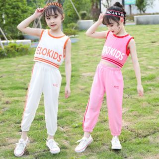 Bộ tập thể thao croptop cho bé gái