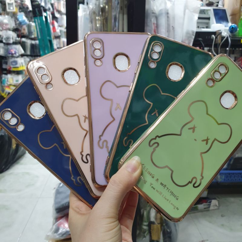 Ốp lưng Samsung A30 / A30 dẻo màu xi viền màu lưng in hình gấu