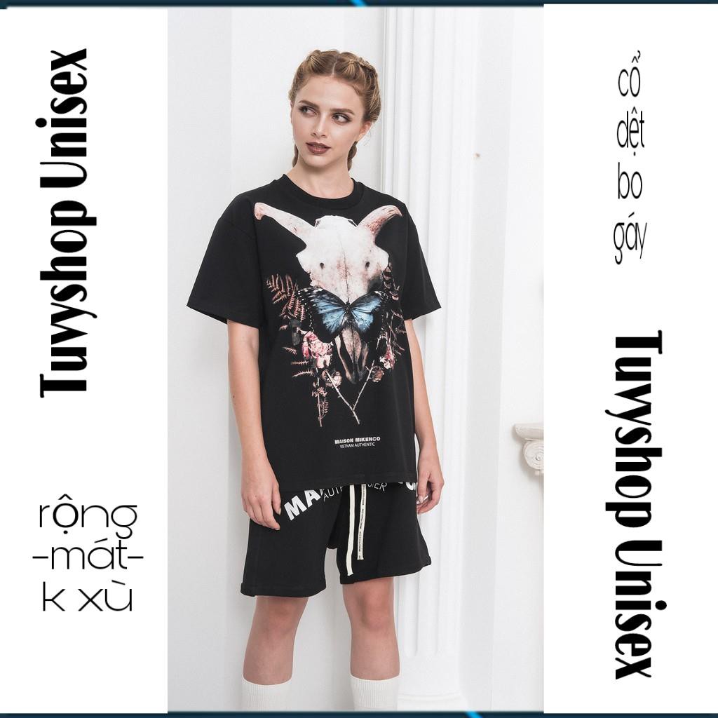 Áo thun Mikenco🔥FREESHIP🔥áo cotton in 5D đen form unisex nam nữ