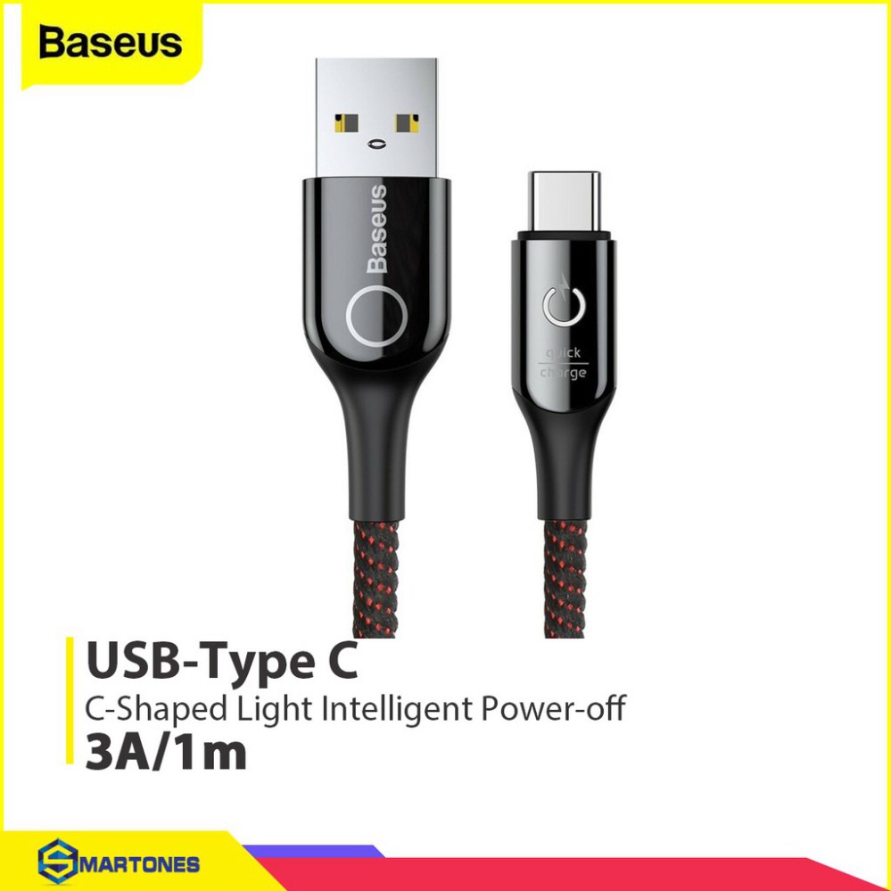 Cáp sạc nhanh thông minh tự ngắt khi sạc đầy Baseus chuẩn Type C QC 3.0 3A dài 1m cho Samsung S9, Note 9,Xiaomi, Huawei