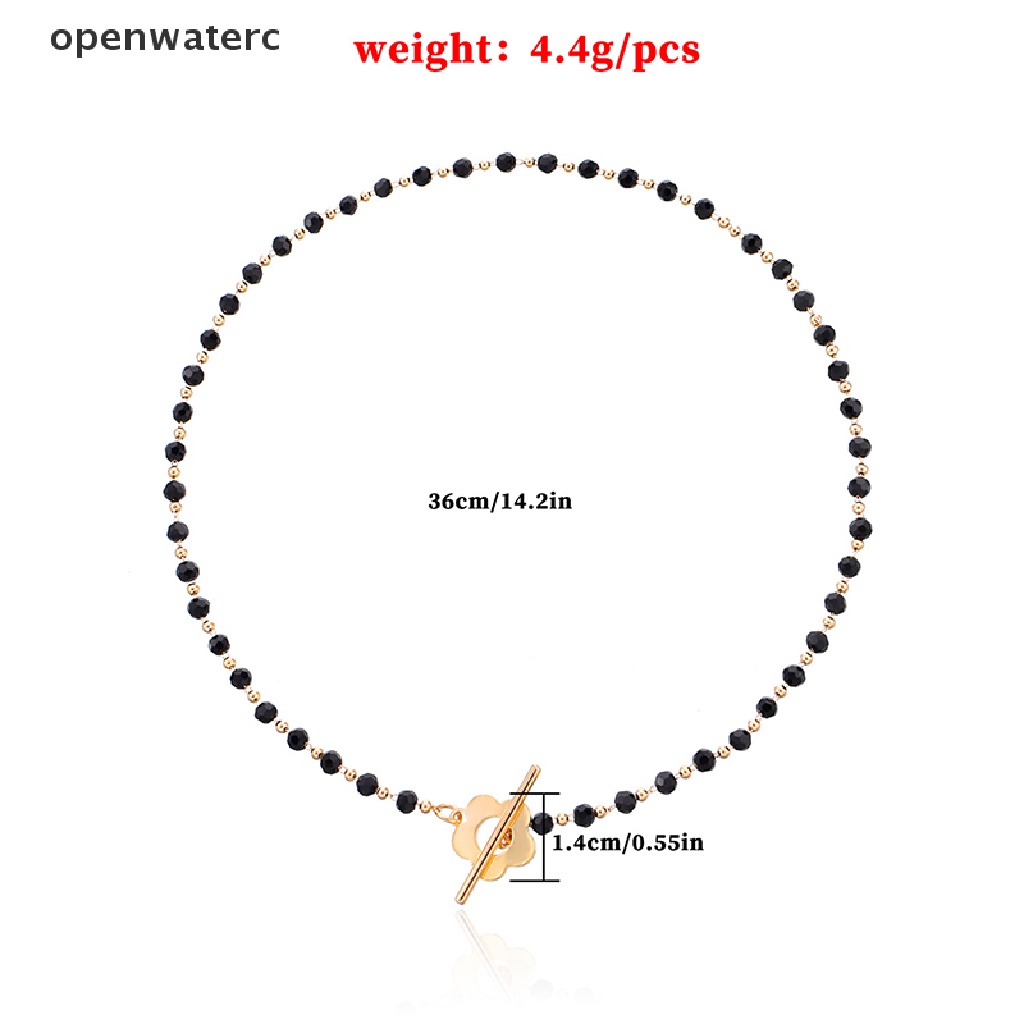 openwaterc Fashion Luxury Black Crystal Glass Bead Chain Choker Necklace for Women Jewelry vn