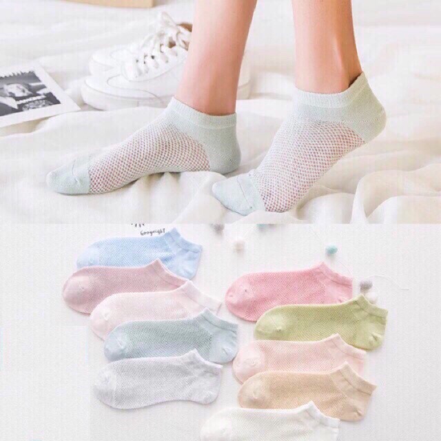 Sét 10 đôi tất lưới nữ thông hơi siêu mát (kèm ảnh thật)