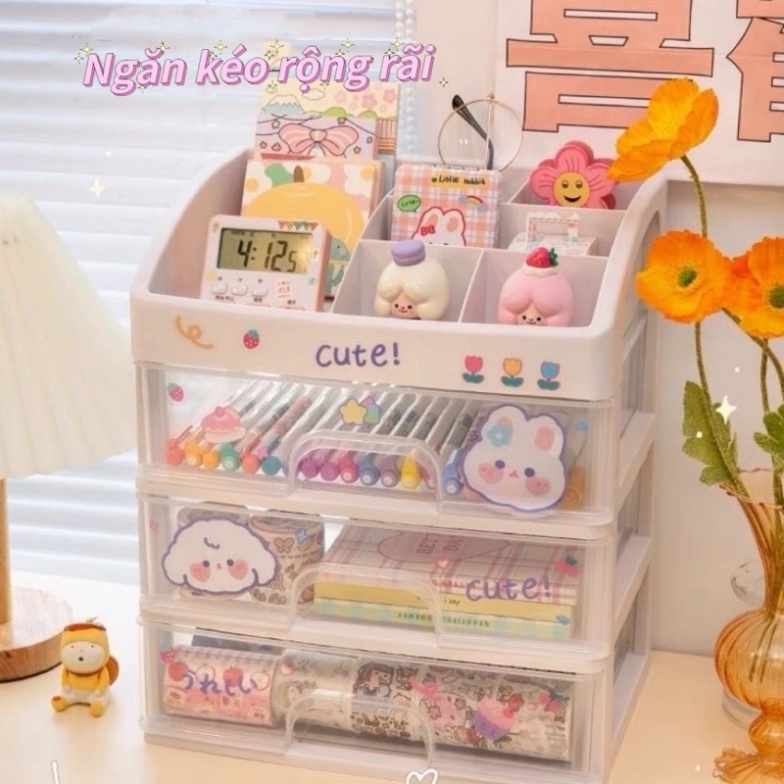 Kệ Đựng Mỹ Phẩm Nhựa 4 Tầng Để Bàn Tặng Kèm Sticker❤️FREESHIP❤️Khay Đựng Đồ Trang Điểm Nhiều Ngăn Chắc Chắn