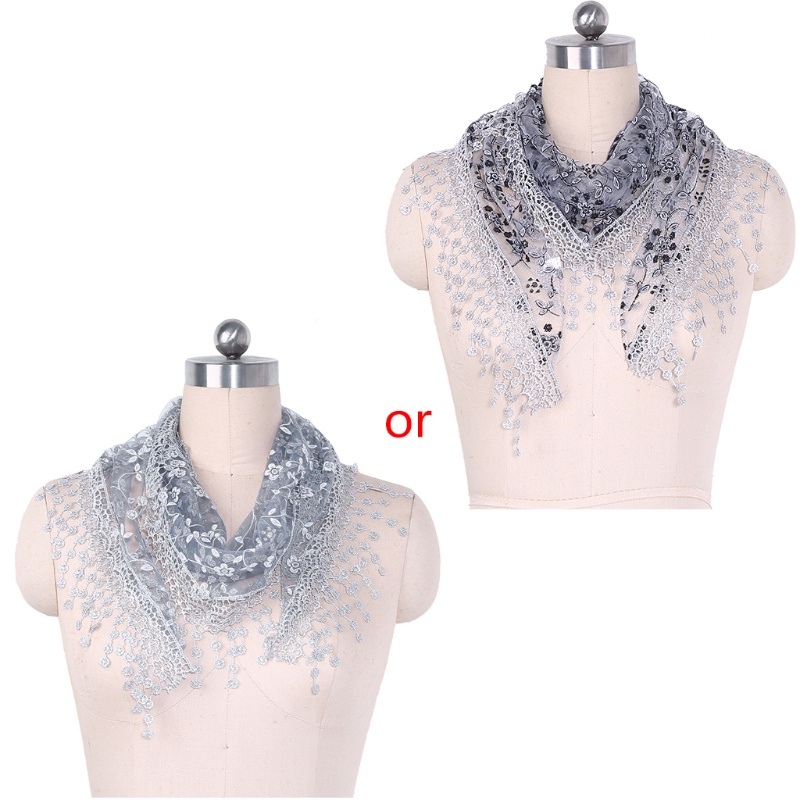 Youyo Khăn Choàng Cổ Dài Phối Ren Rỗng Tua Rua Hình Tam Giác Thời Trang Cho Nữ Desi