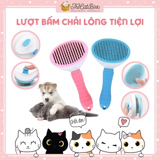Lượt chải lông chó mèo có nút bấm đẩy lông tiện lợi - Lượt bấm - Lượt đẩy lông