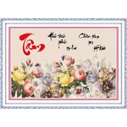 TRANH ĐÍNH ĐÁ CHỮ TÂM VS165 (80X56)