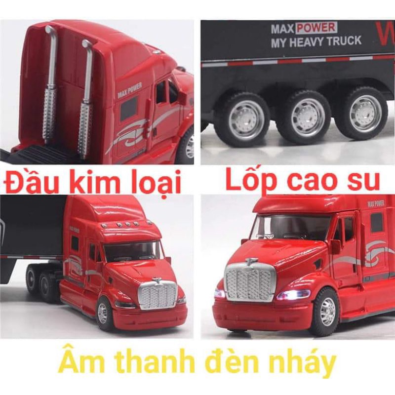 Mô hình xe container kim loại âm thanh đèn