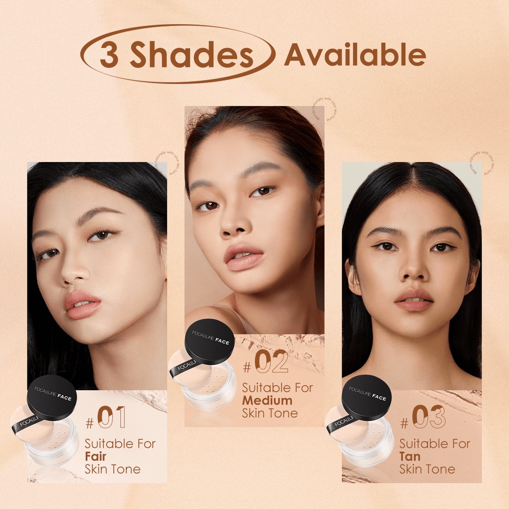 Phấn phủ FOCALLURE trang điểm nền với 3 màu tùy chọn 7G