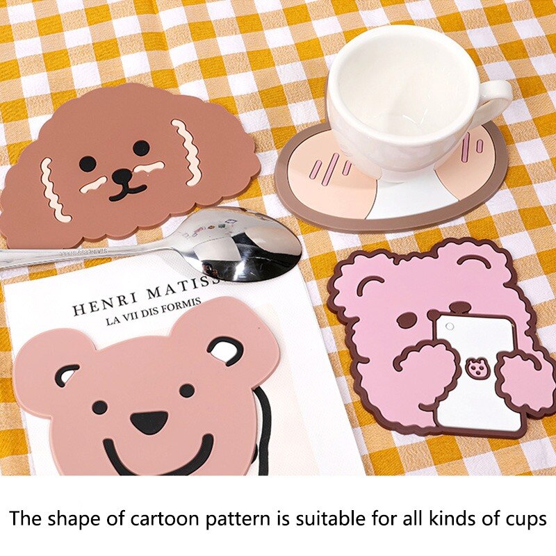 Miếng Lót Ly Silicon Chống Trượt Hình Động Vật Dễ Thương