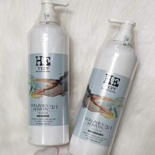 {Siêu rẻ}{Chính hãng} Bộ dầu gội xả HE TEPI Collagen Keratin No3 siêu mượt phục hồi tóc 3 in 1 1000mlx2