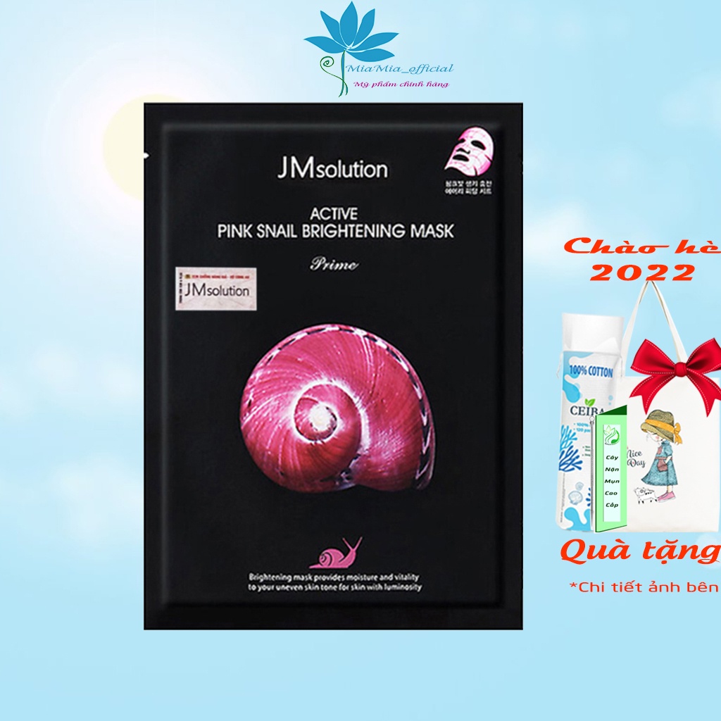 Mặt Nạ JMsolution Ốc Sên Hồng [MIẾNG LẺ] JM SOLUTION ACTIVE PINK SNAIL BRIGHTENING MASK Dưỡng Trắng Bổ Sung Collagen