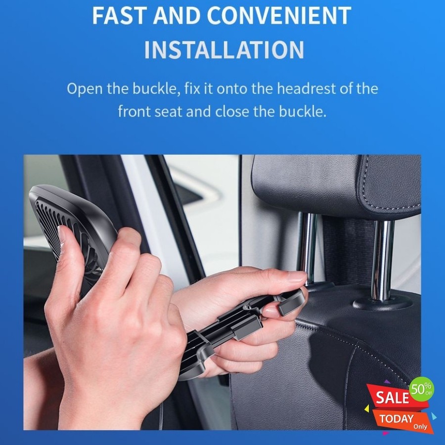 [Chính hãng-Sẵn] Quạt xếp đa năng gắn lưng ghế trên xe hơi Baseus Foldable Vehicle-mounted Backseat Fan LV507 - New 100%