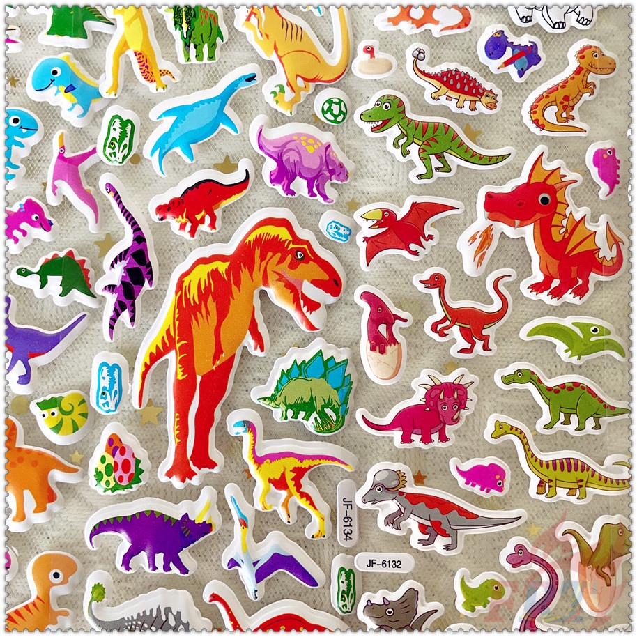 ❀ Sticker Dán Trang Trí Hình Khủng Long Hoạt Hình Q-1 DIY ❀ 1 Miếng Dán Bong Bóng 3D Bằng PVC Chống Nước