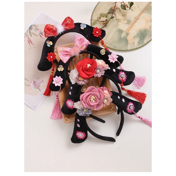 Băng đô cài tóc vải bông phong cách Trung Hoa dễ thương cho nữ