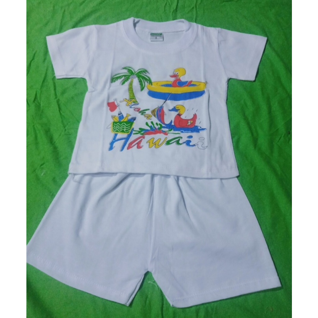 Đồ bộ áo cổ bo ngắn trắng sơ sinh 100% cotton