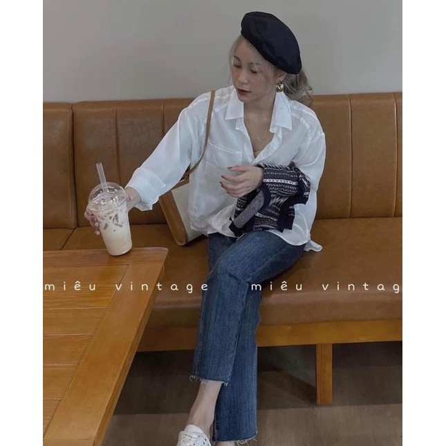 [Ảnh thật/Video] Áo Sơ Mi Afica Tay Dài Màu Trơn Thiết Kế Dáng Rộng Thoải Mái chất đẹp - đuôi tôm - Trơn Dài Tay