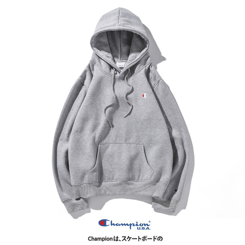 Áo hoodie Champion lót nhung cotton ngoại cỡ thêu chữ thời trang cho nam nữ