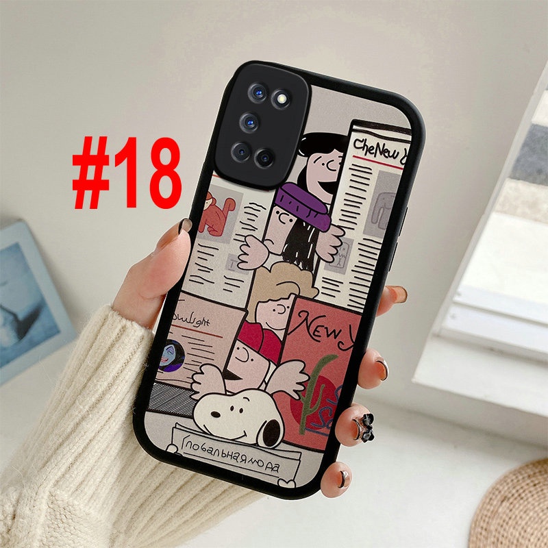 Cute Casing OPPO Reno 7 Z 6 5 Pro 4G 5G A53 A33 A15 A15S A52 A72 A92 A7 A5S A12 A11K A9 A5 2020 F11 Reno7 Reno6 Reno5 Cartoon Snoopy Lambskin Airbag Fine Hole Anti-fall Soft Phone Case KQ 17