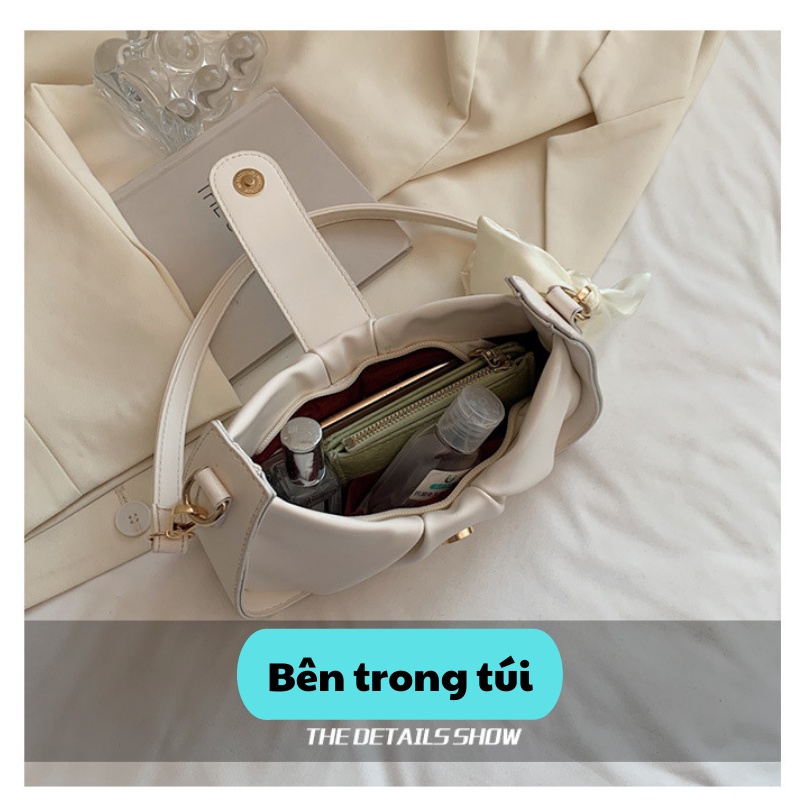 Túi xách nữ kẹp nách quấn khăn dây nơ đeo vai cao cấp SONASI TXN003