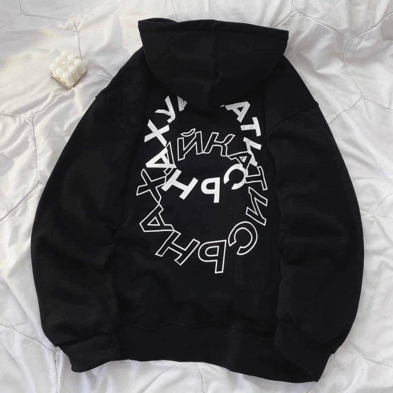 [Sale] Áo Hoodie TORA Chữ Thêu màu đen Form Rộng 2tclothes
