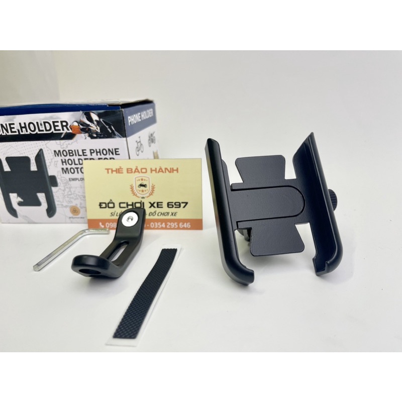 Kẹp điện thoại chống cướp. Gắn các loại xe, chất liệu hợp kim nhôm bền chống rỉ sét.