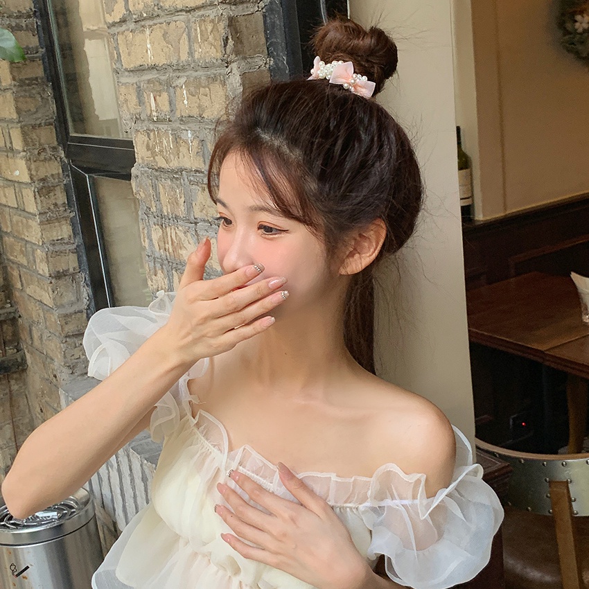 Dây Buộc Tóc Cao Su Đính Hạt Ngọc Trai Phong Cách Hàn Quốc Dễ Phối Đồ