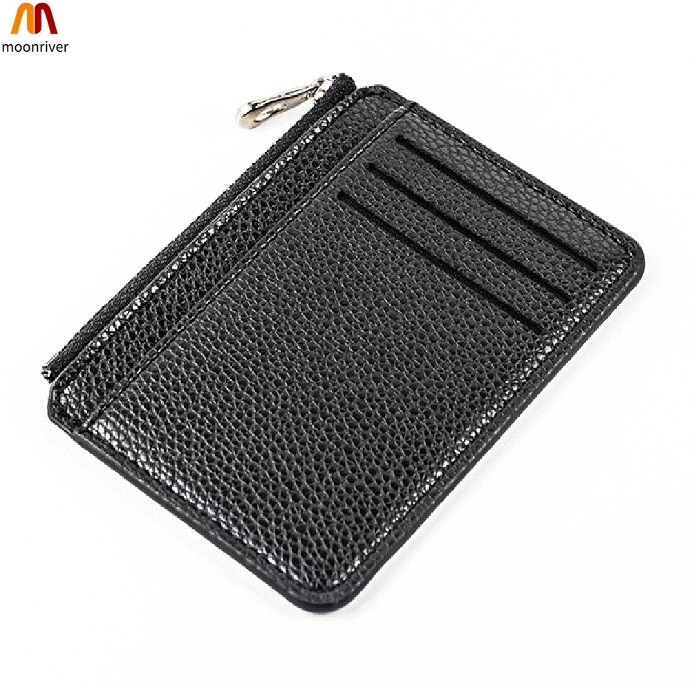  Men Wallet Solid Color Textured PU Zipper Card Holder Mini Coin Purse