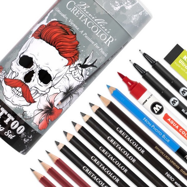 [XÓM VẼ] Bộ chì ký hoạ phác hoạ hình xăm Tattoo Sketching CRETACOLOR