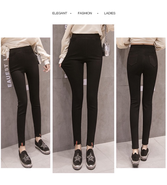 Quần skinny jean thun big size màu đen ống viền size 70-80kg