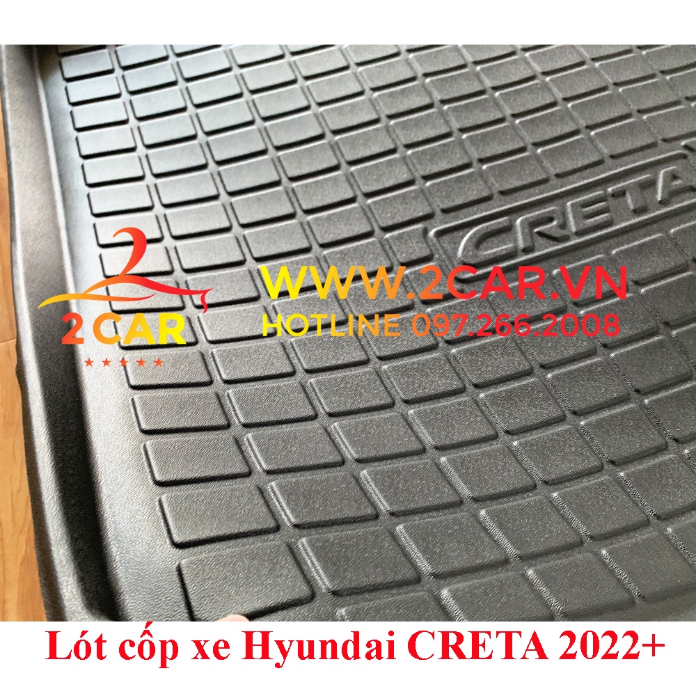 Lót cốp xe Huyndai Creta 2022- 2023 nhựa dẻo cao cấp, không mùi, không thấm nước - Mẫu không tai LCN-HU003