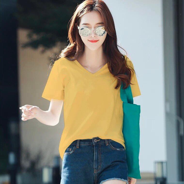 Áo thun nữ trơn cổ tim form rộng MXM mã ANU024