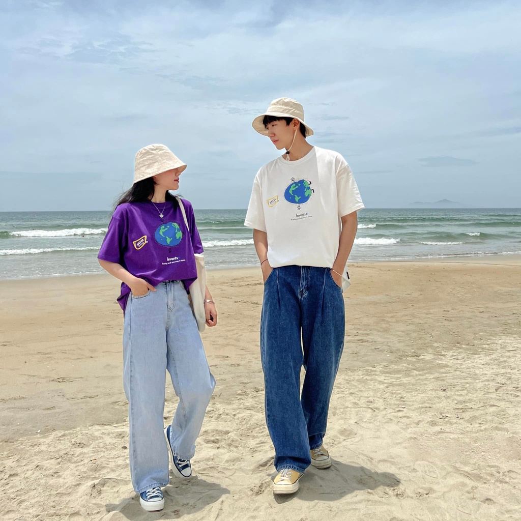 Áo Thun LEVENTS EARTH tee White/Purple Hàng Chính Hãng