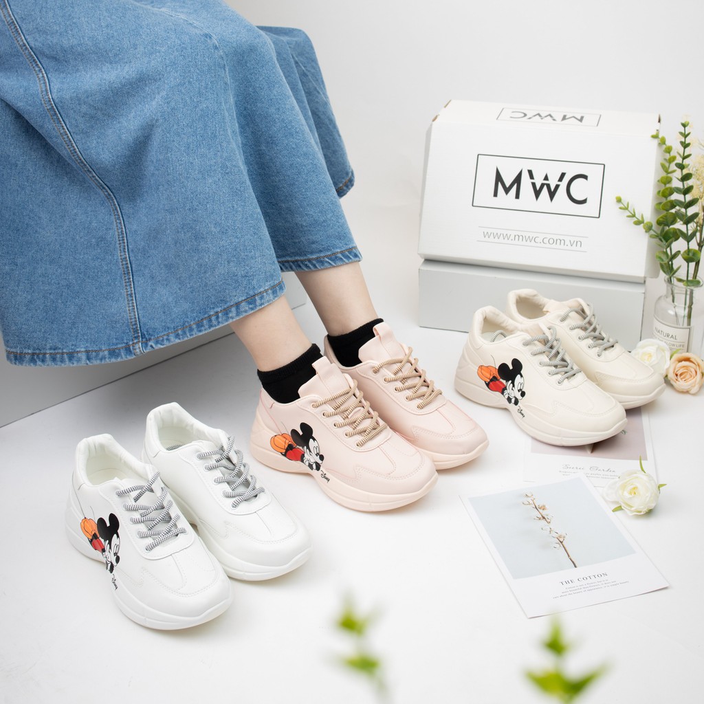GIÀY THỂ THAO NỮ MWC - GIÀY THỂ THAO ĐẾ CAO - GIÀY THỂ THAO HỌA TIẾT MICKEY - GIÀY THỂ THAO NĂNG ĐỘNG NUTT- 0398