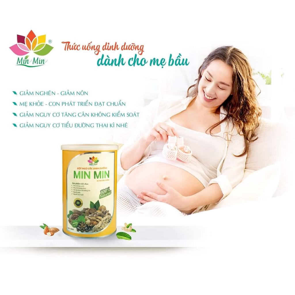 Bột Ngũ Cốc Dinh Dưỡng MIN MIN Hộp 500g - Lợi sữa, bổ sung dinh dưỡng cho Mẹ Bầu và sau sinh