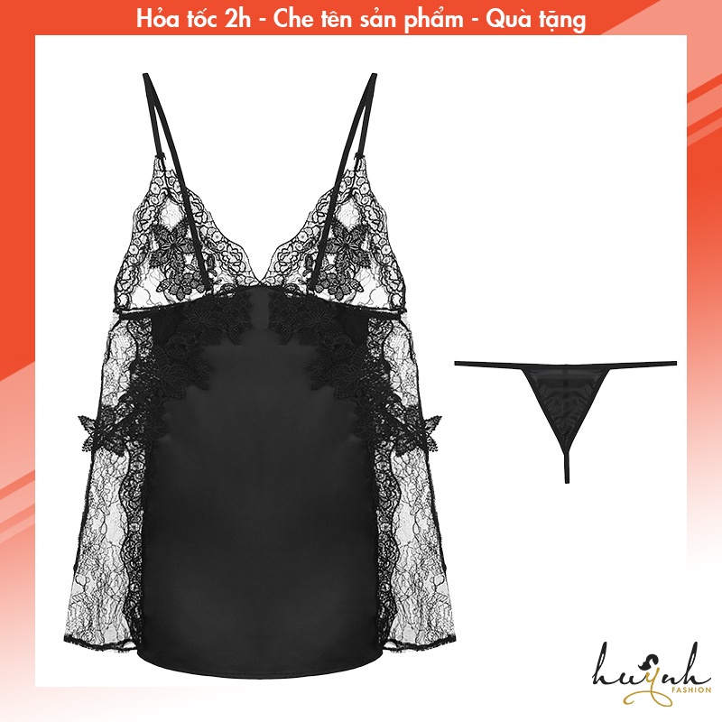 Váy ngủ hai dây lụa phối ren cao cấp GUIRUO - N63
